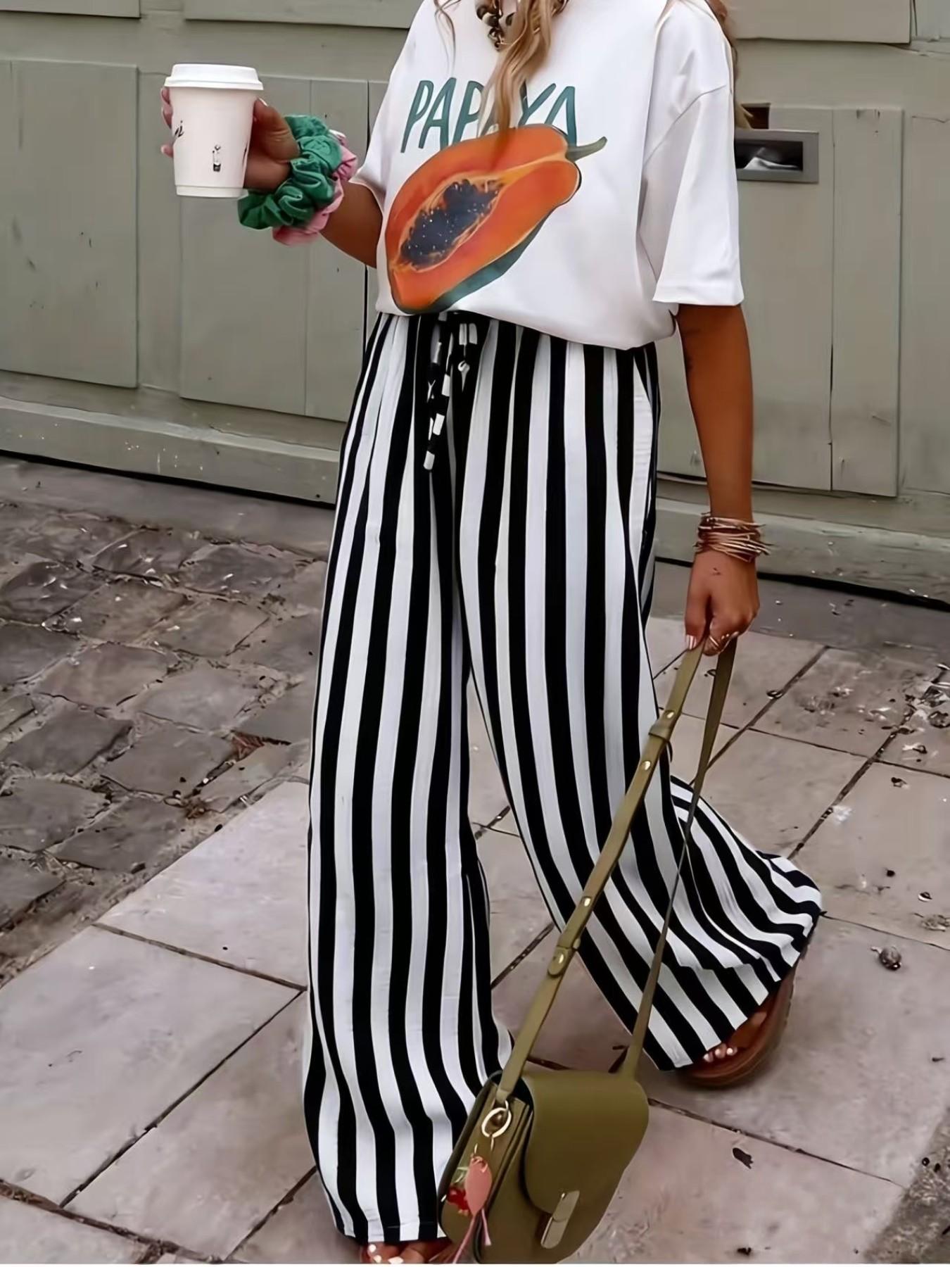 Spring & Fall Fashion New Women's Drawstring Loose Wide Leg Pants, Comfortable and Stylish Long Trousers for Casual Wear