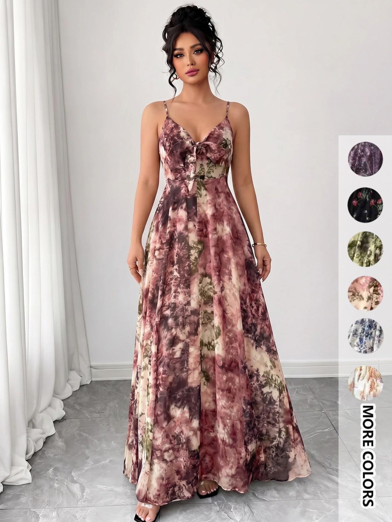 Women's Floral Print Spaghetti Cami Dress, Boho Bohemian Fashion Casual A Line Dress for Beach Holiday Vacation, Ladies Dress for Summer