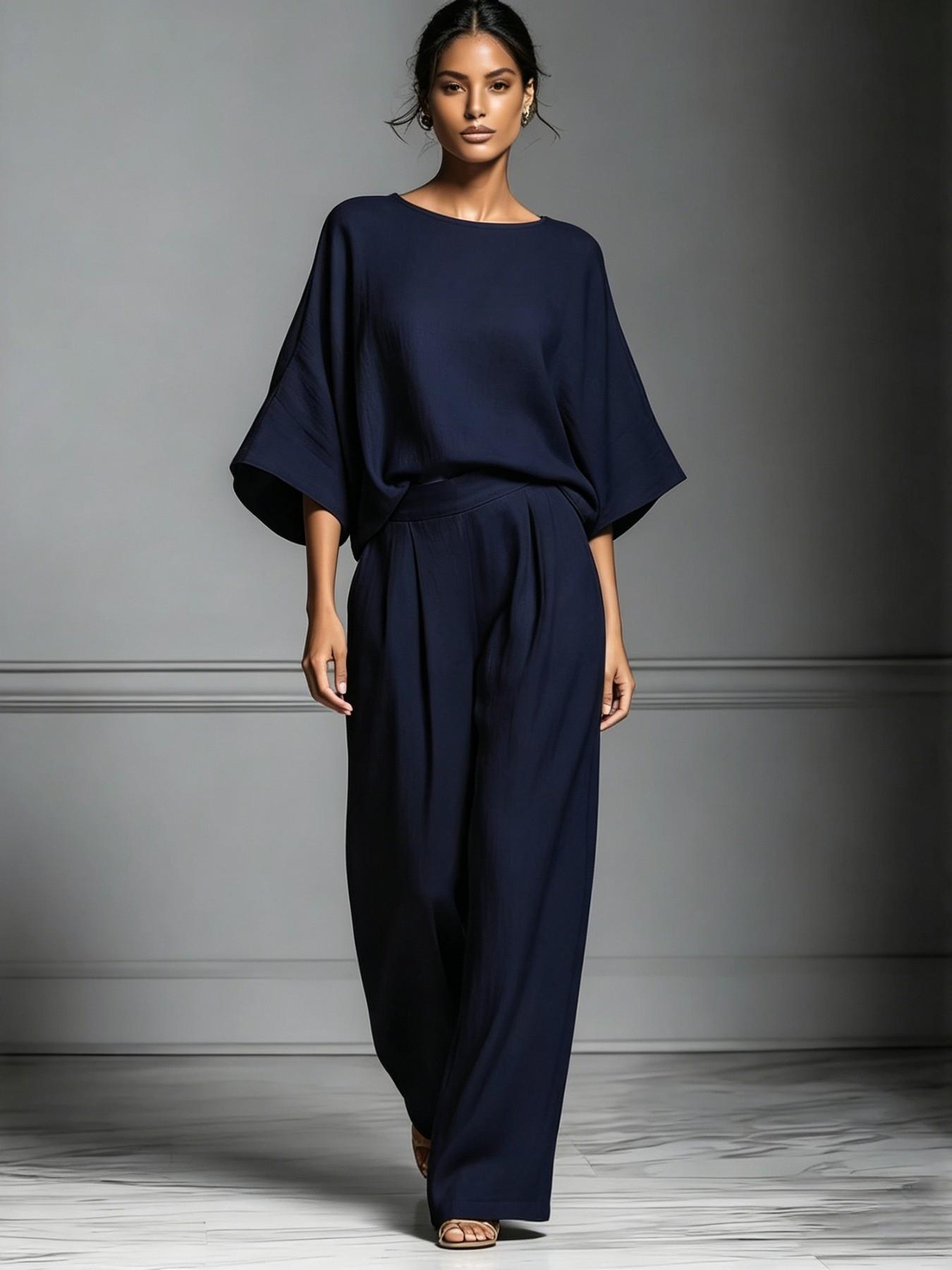 Women's 2026 Summer New Fashion Elegant Bell Sleeve Linen Set, Casual Stylish, European and American Style, Comfortable and Chic