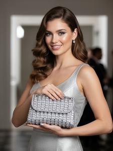 Rhinestone Decorated Evening Bag, Elegant Solid Color Shoulder Bag for Party, Fashion Bag for Party, Daily Clothing Decor, Trendy All-match & Exquisite Bag for Birthday Gift