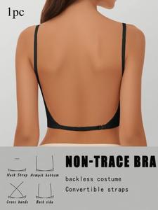Women's Solid Backless Bra, Breathable Comfortable Wireless Bra, Women's Lingerie for All Seasons