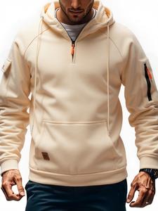 Men's Regular Fit Patched Pocket Drawstring Hoodie, Casual Long Sleeve Raglan Sleeve Hooded Sweatshirt for Fall & Winter, Men's Clothes for Daily Wear, Casual Streetwear Hoodies