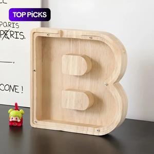 2026 New Letter Piggy Bank | A Must-Have for Coin & Bill Storage | Wooden Money Box & Storage Jar with Acrylic Clear Lid | For Adults & Kids | Holds Bills & Coins | DIY Combination | Home Decor | Perfect Birthday Gift | Cash Coin Jar | Cash Saving Box