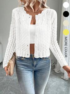 Women's Plain Button Front Longsleeves Sweater Cardigan, Basic Casual Long Sleeve Cardigan for Daily Wear, Ladies Knitwear for Spring & Fall, Clothes for Women, Casual Everyday Wear Womenswear