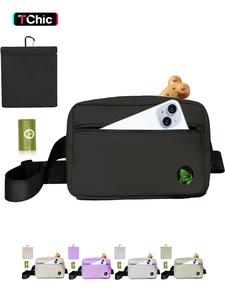 Dog Treat Pouch, Pet Training Treat Bag, Dog Walking Fanny Pack with Carabiner, Built-in Poop Bag Dispenser & Reuse Dog Poop Holder, Puppy Pet Treat Waist Belt