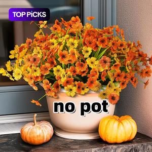 24 Bundles for Indoors & Outdoors, Artificial Outdoor Flowers, Fake Flower Plants for Garden, Porch, Window Box, Home Decor (8 Colors)
