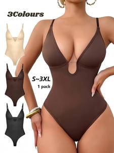 S~xxxl Women's Sexy Deep V Neck Thong Bodysuit, All Seasons Shaping and Slimming Fit, Stylish and Comfortable Loungewear