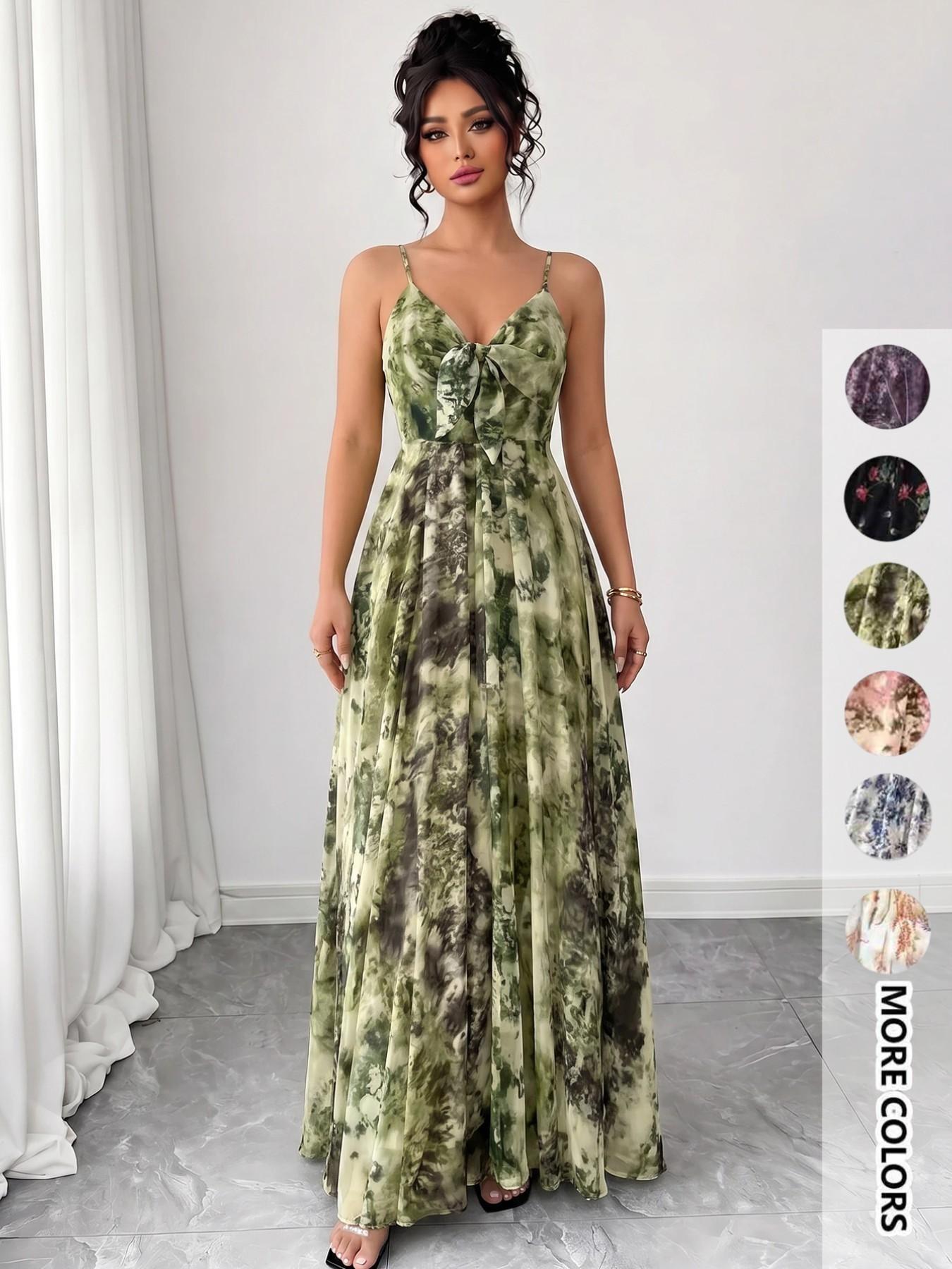 Women's Floral Print Spaghetti Cami Dress, Boho Bohemian Fashion Casual A Line Dress for Beach Holiday Vacation, Ladies Dress for Summer