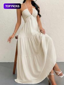 Women's Plain Dress, Summer Clothes Women, Casual Sleeveless Dress for Beach Holiday Vacation, Ladies Summer Clothes