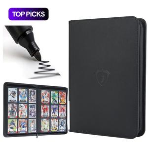 360 Pocket Trading Card Binder Compatible with Pokemon TCG MTG Baseball Sports Cards, Trading Card Side Loading Zip Binder, Premium Leather Card Collection Storage Binders