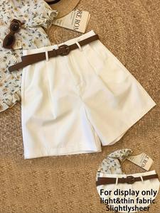 Women's Elegant Plain Solid Shorts, High Waist Fitted Design, All Season Wear, Smooth Texture, No Belt, Ideal for Daily Use