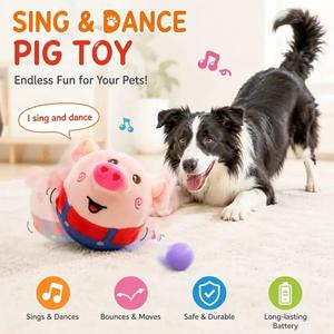 Bored dog? This singing, dancing, interactive pig toy can keep them busy all day!Singing & Bouncing Piggy: An Interactive Plush Toy to Keep Your Dog Entertained -Singing & Bouncing Interactive Plush Dog Toy 🐷🐰