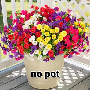 Outdoor Artificial Decorative Flowers, 24 Bundles Realistic Plastic Petunias, UV Resistant Silk Petunias, Perfect for Outdoor Pots, Gardens, Porches, Spring Summer Decor