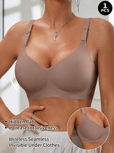 Women's Wireless Jelly Bra, Plain Fitted Design, Medium Support, Removable Pads, Casual Style, All-Season Wear, Comfortable Lining
