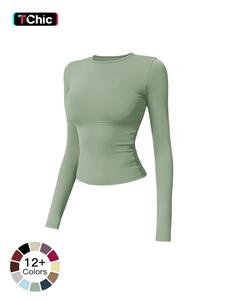 2026 New Fleece Long Sleeve Yoga Top, Athletic Yoga Tops, High Strength Fitness Wear, Pilates Running Sports Shirt, Sporty Style, Fitness Exercise Wear, Fitness Apparel, Spring & Fall