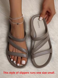 Women's Fashionable Plain Color Slides, Casual Comfortable Soft Elegant Open Toe Slippers for Indoor Outdoor Wear, Summer Beach Slippers, Footwear, Walking Shoes, Slide Sandal