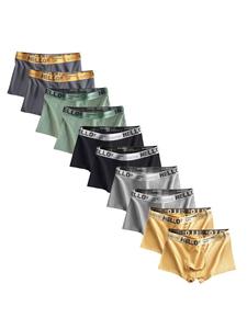 Men's Letter Tape Stretchy Boxer Briefs Pack, Casual Comfy Breathable Underwear, Men's Underwear for Daily Wear