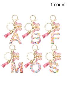 Cute Letter & Butterfly Design Keychain for Women & Girls, Car Keychain, Colorful Acrylic Keychain Charm for Bags, Decoration, Fashion Keychain As Valentine's Day Gift