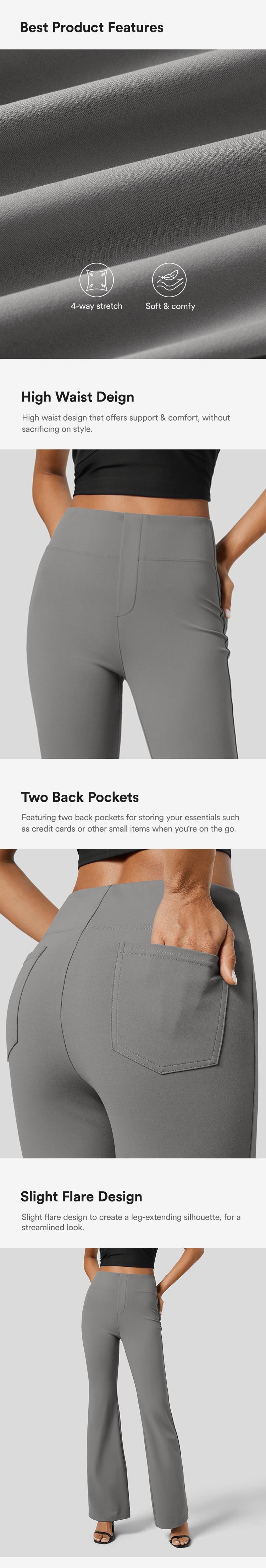 Halara Flex High Waisted Work Pants — Slight Flare & No Zippers for All-Day Comfort, 4-Way Stretch Office to Off-Duty Trousers with Back Pockets #tiktokshopmademebuylt #summer #dealdrops