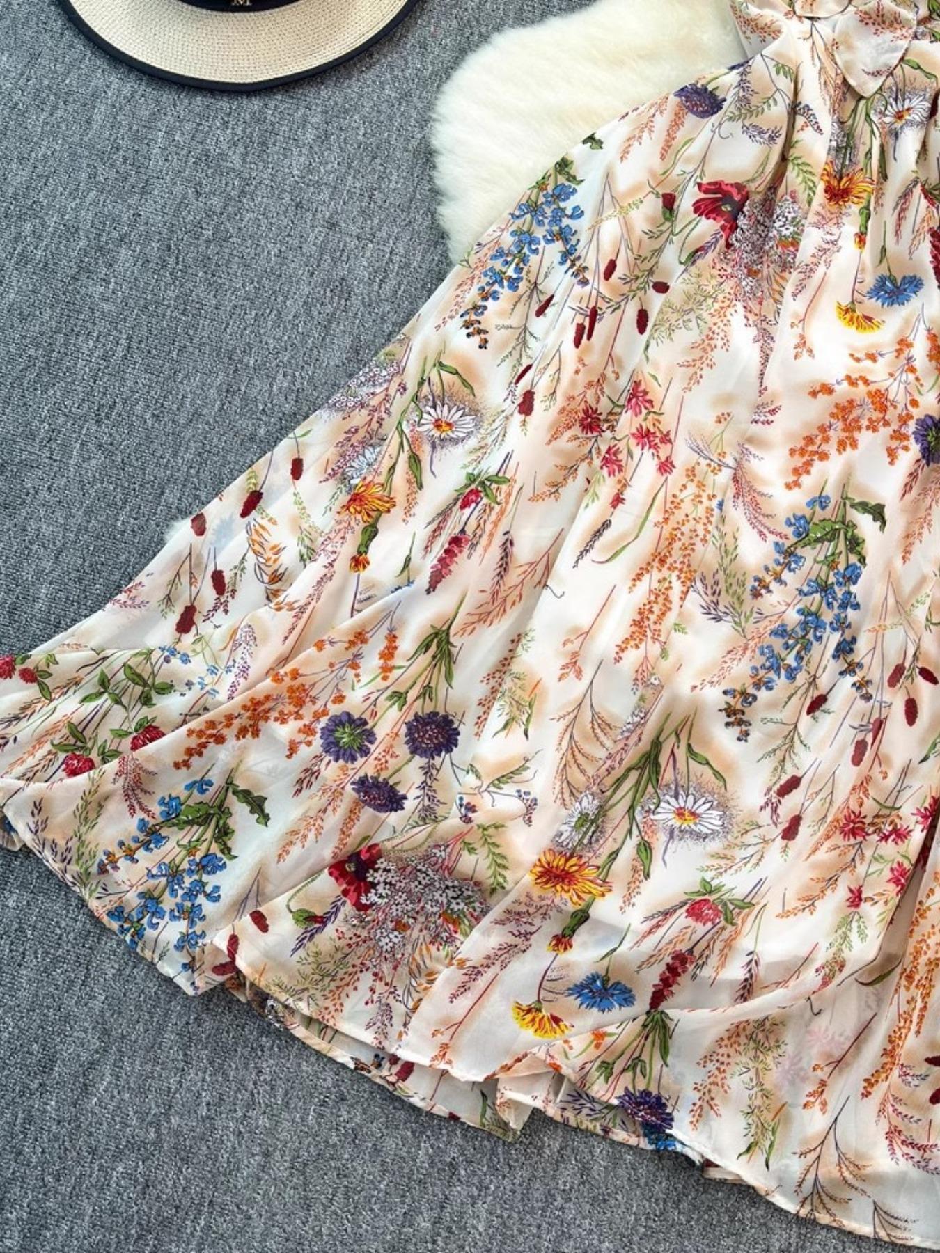 Women's Floral Print Spaghetti Cami Dress, Boho Bohemian Fashion Casual A Line Dress for Beach Holiday Vacation, Ladies Dress for Summer