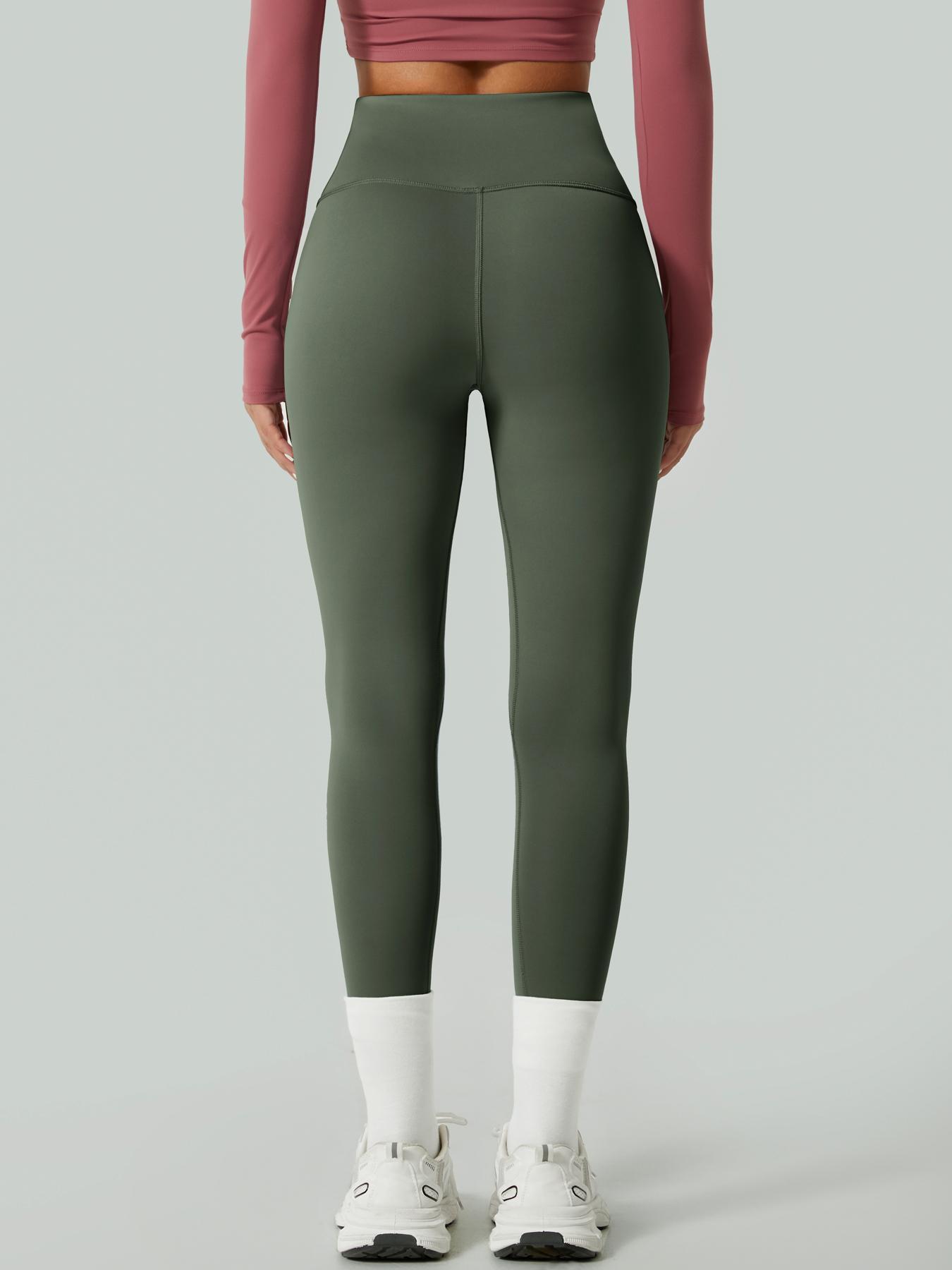Women's Solid High Waist Sports Stretchy Athleisure Fitness Tight Fit High Waisted Leggings, Casual Comfy Breathable Athletic Skinny Fitness Training Pants for Yoga Gym Workout, Ladies Sportswear for All Seasons