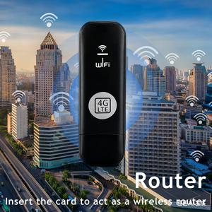 JOYTUTUS 4G LTE WiFi Router【SIM Card Required】150Mbps USB Modem Unlocked Portable Car WiFi Adapter for Desktop PC Notebook TV Black Wireless Dongle Device