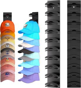 Hat Organizer for Baseball Caps 2Pack, Hat Rack for Wall with Strong Adhesive Hold up to 20 Hats, Hat Hanger Holder Display for Door Closet, Cap Organizer Storage Multilayer Two Mounting Option(Black) Wall-Mounted Multilayer Adjustable