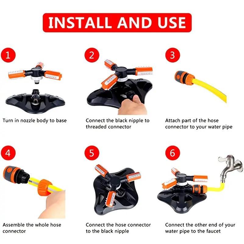 Garden Automatic Sprinkler System with 360° Rotary Adjustable Nozzle, Garden Hose Sprinkler for Even Watering of Lawns and Gardens, Watering & Irrigation Sprinklers for Yard, Rotatable Spray Nozzle