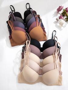Multi-Pack Bras with Underwire, Casual Fitted Basic Nylon Bra with Adjustable Straps, Medium Support, Plain Design, All Seasons Wear, Underwear, Adjustable Unlined Bras