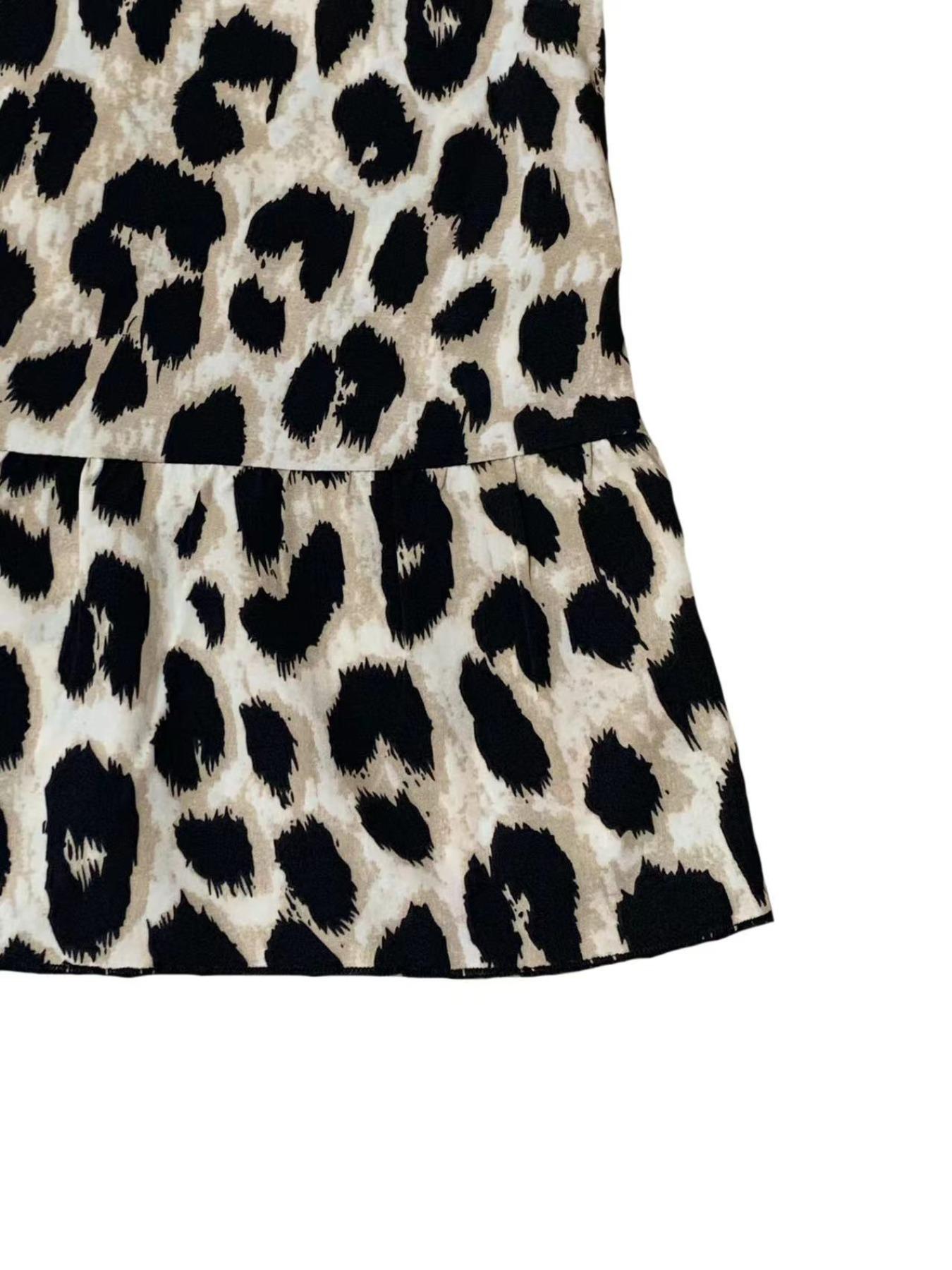Women's Leopard Print Tank Dress, Casual Sleeveless Ruffle Hem Dress for Summer, Ladies Clothes for Beach Holiday Ruffled