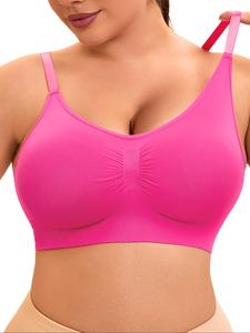Women's Solid Ruched Sports Bra, Breathable Comfortable Adjustable Strap Sports Bra, Gym Clothes, Ladies Sportswear for Indoor Outdoor Wear Exercise, Wireless Bras for Women, Gymclothes, Yoga Bra, Yoga Gym Activewear