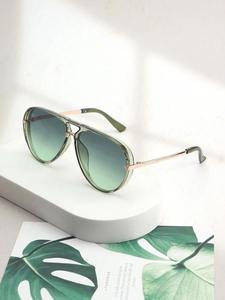 Women's Ombre Tinted Lens Aviator Sunglasses, Trendy Casual Sunglasses for Everyday Use, Fashion Accessories for Outdoor Activities, Aviator Shades