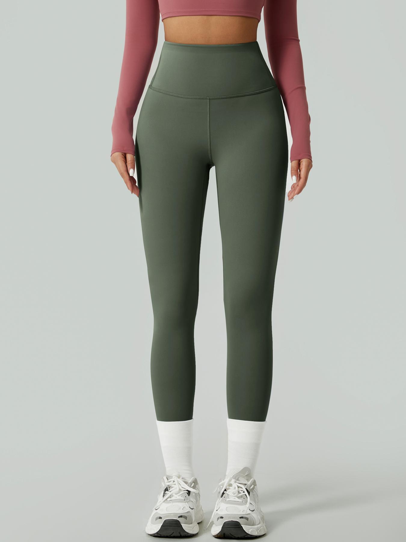 Women's Solid High Waist Sports Stretchy Athleisure Fitness Tight Fit High Waisted Leggings, Casual Comfy Breathable Athletic Skinny Fitness Training Pants for Yoga Gym Workout, Ladies Sportswear for All Seasons