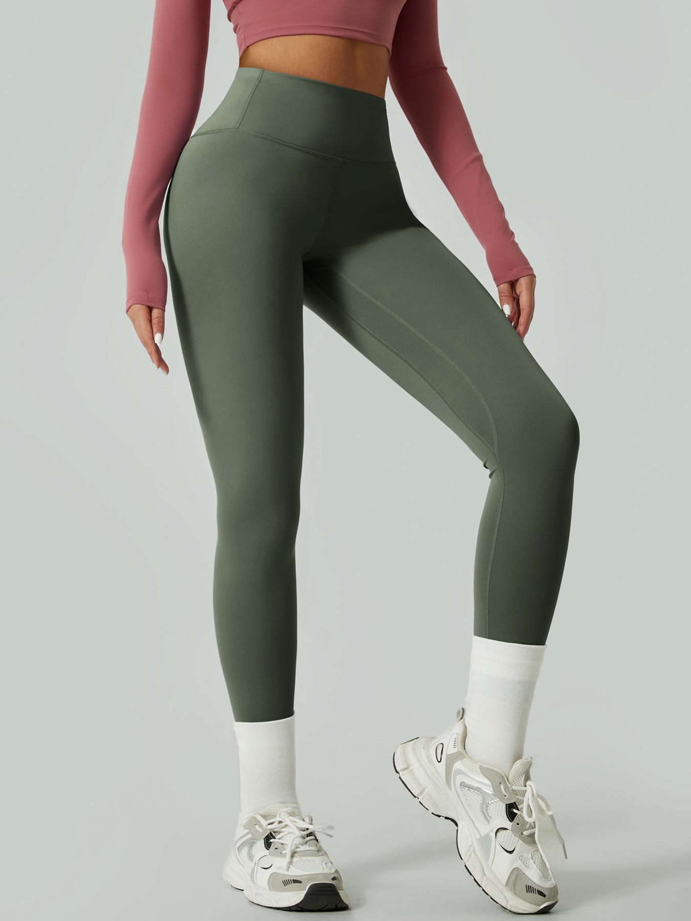 Women's Solid High Waist Sports Stretchy Athleisure Fitness Tight Fit High Waisted Leggings, Casual Comfy Breathable Athletic Skinny Fitness Training Pants for Yoga Gym Workout, Ladies Sportswear for All Seasons